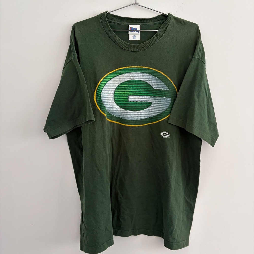 Vintage Pro Player Green Bay Packers Graphic T-Shirt XXL Green Mens
